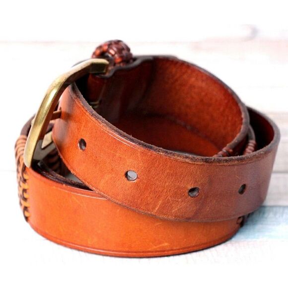 Fossil TAN BROWN GENUINE LEATHER 1 1/8"Wd DRESS CASUAL WOMEN'S BELT Sz M (F60 - Picture 3 of 9